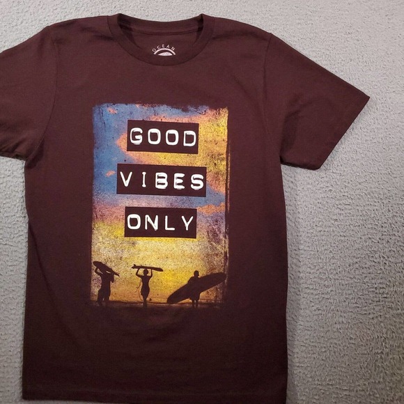 Ocean Current Shirt Boys Large Red Good Vibes Only‎ Surfer Beach Summer Graphic - Picture 5 of 9